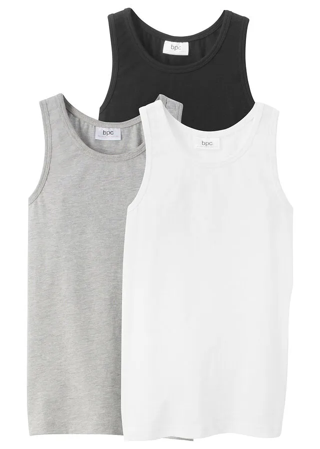 CAMISETA INTERIOR PARA NIñOS (3 UNIDADES) NEGROGRIS CLARO JASPEADOBLANCO
